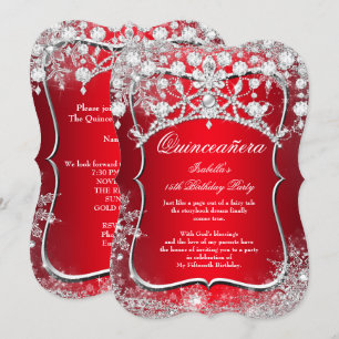 Invitation Quinceanera rouge Regal 15e Wonderland hivernal