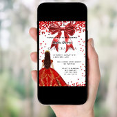 Invitation Quinceanera rouge robe blanche arc