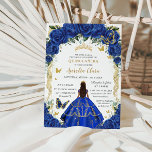 Invitation Quinceañera Royal Bleu Roses Floral Vintage Or<br><div class="desc">Personnalisez cette belle invitation de quinceañera avec sa propre formulation facilement et rapidement,  appuyez simplement sur le bouton customiser pour réorganiser et formater le style et le placement du texte. Objets correspondants disponibles en magasin ! c) Le Happy Cat Studio</div>