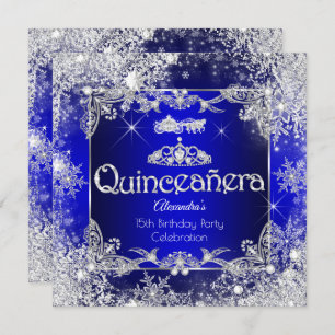 Invitation Quinceanera Royal Blue Fairytale Winter Wonderland