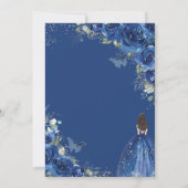 Invitation Quinceañera Royal Blue Floral Princesse Anniversai (Dos)