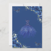 Invitation Quinceañera Royal Blue Floral Princesse Anniversai (Dos)