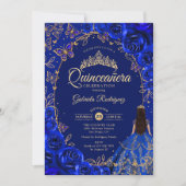 Invitation Quinceanera Royal Blue Gold (Devant)