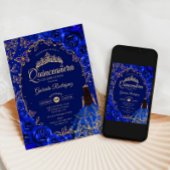 Invitation Quinceanera Royal Blue Gold