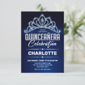 Invitation Quinceanera Royal Blue Princesse Diamond Crown (Debout devant)