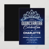 Invitation Quinceanera Royal Blue Princesse Diamond Crown (Devant / Derrière)