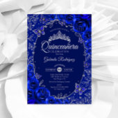 Invitation Quinceanera Royal Blue Silver