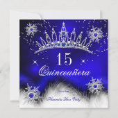 Invitation Quinceanera Royal Blue Snowflake 15e anniversaire (Devant)
