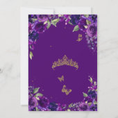 Invitation Quinceañera Royal Purple Floral Papillon (Dos)