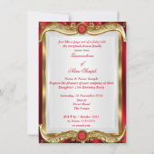Invitation Quinceanera Royal Red Gem Gold Princesse Crown 2 (Dos)