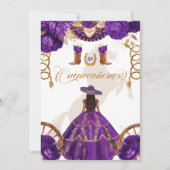 Invitation Quinceanera Royale Violet Ouest Charro 2 Côtés Dan (Devant)