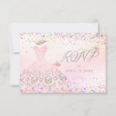 Invitation Quinceanera RSVP Blush Pink Parties scintillant Go (Devant)