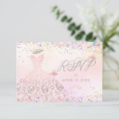 Invitation Quinceanera RSVP Blush Pink Parties scintillant Go (Debout devant)