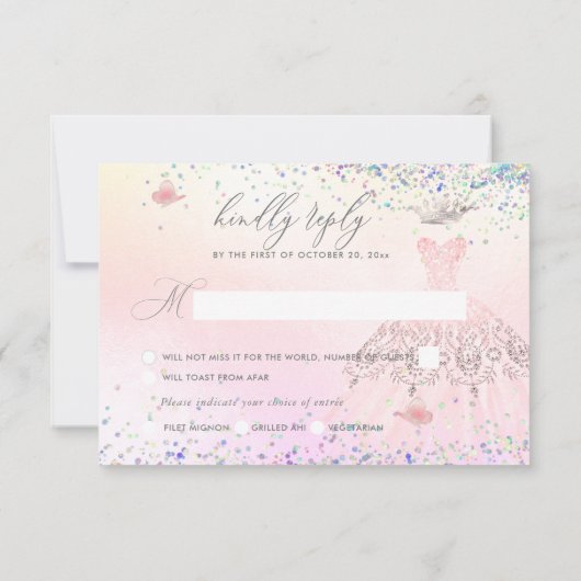 Invitation Quinceanera RSVP Blush Pink Parties scintillant Go (Dos)