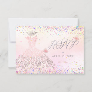 Invitation Quinceanera RSVP Blush Pink Parties scintillant Go