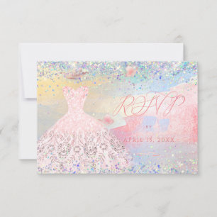 Invitation Quinceanera RSVP Blush Pink Parties scintillant Go