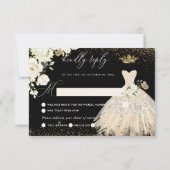 Invitation Quinceanera RSVP Champagne Gold Parties scintillan (Dos)