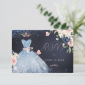 Invitation Quinceanera RSVP Dusty Blue Parties scintillant Go (Debout devant)