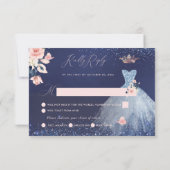 Invitation Quinceanera RSVP Dusty Blue Parties scintillant Go (Dos)