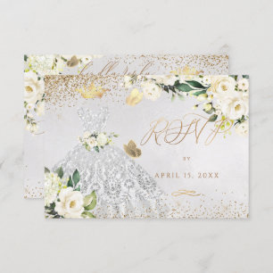 Invitation Quinceanera RSVP Parties scintillant Argent Invita