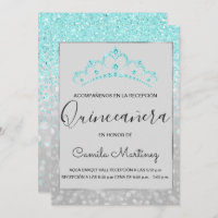 Quinceanera RSVP Turquoise Blue Girly Parties scin