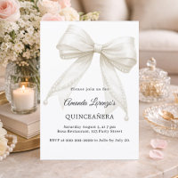 Quinceañera ruban perles blanches ivoire élégantes