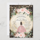 Invitation Quinceanera Rustique Blush Floral Enchanted Forest (Devant)