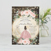 Invitation Quinceanera Rustique Blush Floral Enchanted Forest (Debout devant)