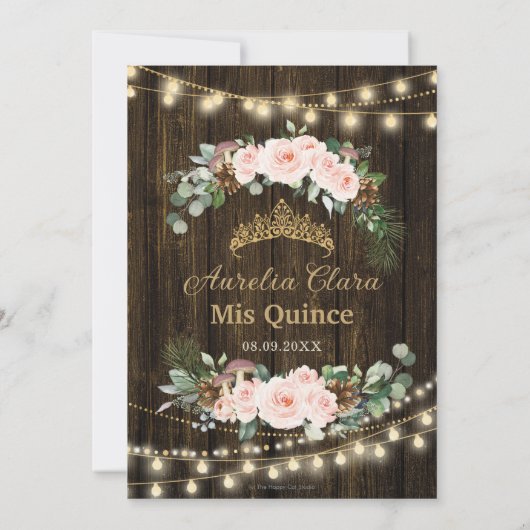 Invitation Quinceanera Rustique Blush Floral Enchanted Forest (Dos)