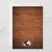 Invitation Quinceanera rustique Bois Bourgogne Bleu rose Flor (Dos)