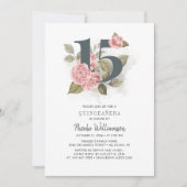 Invitation Quinceanera Rustique Floral 15e anniversaire Invit (Devant)