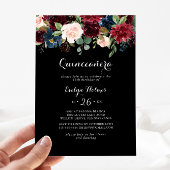 Invitation Quinceañera rustique noire