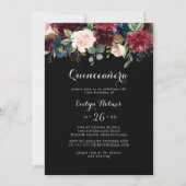 Invitation Quinceañera rustique noire (Devant)