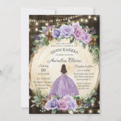 Invitation Quinceañera Rustique Violet Floral Enchantée Forêt (Devant)