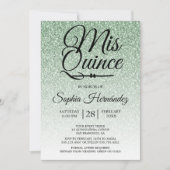 Invitation Quinceañera Sage Parties scintillant verte 15e ann (Devant)