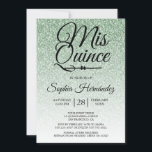 Invitation Quinceañera Sage Parties scintillant verte 15e ann<br><div class="desc">Une parties scintillant verte moderne et glamour à l'ombre design Quinceañera 15 anniversaire d'invitation présente le texte "Mis Quince" en calligraphie manuscrite noire chic. Parfait invitation à la fête du 15ème anniversaire pour une Quinceañera glamour, parfait pour elle, la fashionista qui aime motif moderne, étincelant, luxe et glamour. Conçu exclusivement...</div>