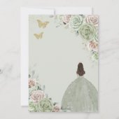 Invitation Quinceañera Sage Vert Champagne Or Floral (Dos)