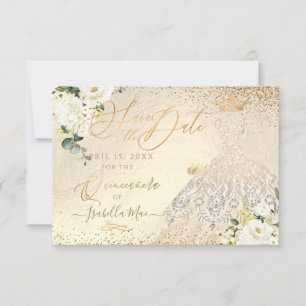 Invitation Quinceanera Save the Date Or Robe Faux Paillettes