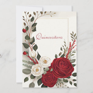 Invitation Quinceanera, Seize Ans Roses Rouges