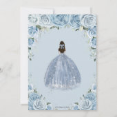 Invitation Quinceañera Silver Baby Blue Floral Dama Demande (Dos)