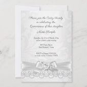 Invitation Quinceanera Silver blanc dentelle Damask Diamond H (Dos)