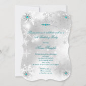 Invitation Quinceanera Silver Blanc Turquoise Blue Pearl Floc (Dos)