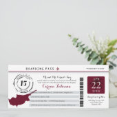 Invitation Quinceanera Silver Grey et Bourgogne CHYPRE Invita (Debout devant)