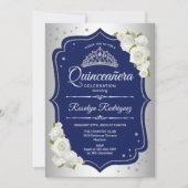 Invitation Quinceanera - Silver Navy (Devant)