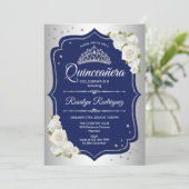 Invitation Quinceanera - Silver Navy (Debout devant)