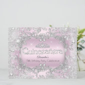Invitation Quinceanera Silver rose Tiara Winter Wonderland 2 (Debout devant)