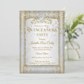 Invitation Quinceanera Silver White Gold Tiara (Debout devant)