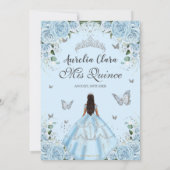 Invitation Quinceañera Sky Blue Floral Robe Princesse Argent (Dos)