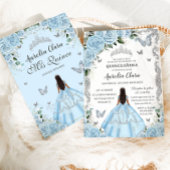 Invitation Quinceañera Sky Blue Floral Robe Princesse Argent