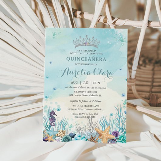 Invitation Quinceañera Sous La Mer La Plage Coque Les Coraux